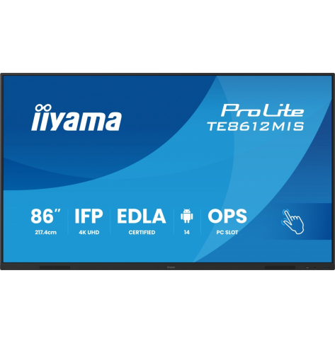 IIYAMA 86 cali TE8612MIS-B4AG 40pkt IPS 4K 24/7 7H ANDROID 14 RK3576 8/128GB EDLA Essential