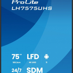 IIYAMA 75 cali LH7575UHS-B2AG 24/7 IPS ANDROID.11 4K WiFi iiSignage2 FailOver EShare 24/7 full daisy chain 