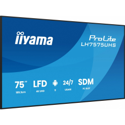 IIYAMA 75 cali LH7575UHS-B2AG 24/7 IPS ANDROID.11 4K WiFi iiSignage2 FailOver EShare 24/7 full daisy chain 