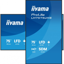 IIYAMA 75 cali LH7575UHS-B2AG 24/7 IPS ANDROID.11 4K WiFi iiSignage2 FailOver EShare 24/7 full daisy chain 