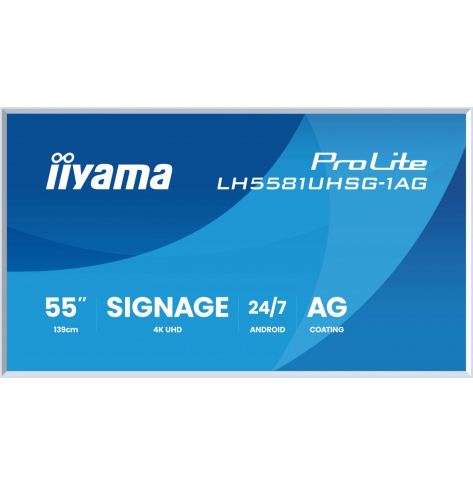 IIYAMA 55 cali LH5581UHSG-1AG 24/7 VA ANDROID 14 4K 2x10W WiFi UCHWYT CIENNY 2xHDMI USB-C RJ45 IR 2xUSB WHITE 