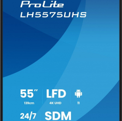 IIYAMA 55 cali LH5575UHS-B2AG 24/7 IPS ANDROID.11 4K WiFi iiSignage2 FailOver EShare 24/7 full daisy chain 