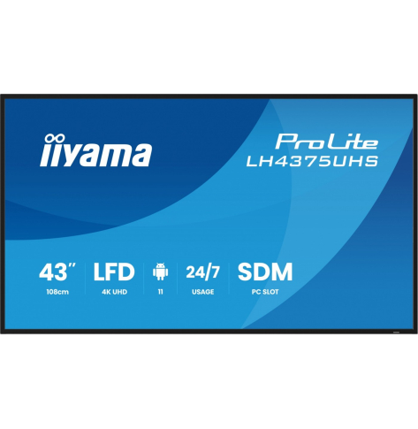 IIYAMA 43 cale LH4375UHS-B2AG 24/7 IPS ANDROID.11 4K WiFi iiSignage2 FailOver EShare 24/7 full daisy chain