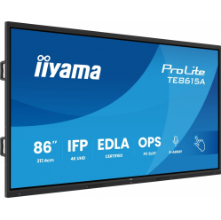 IIYAMA 86 cali TE8615A-B1AG IPS 4K 40pkt 550cd DeepContrast-IR+ HDMI x2 DP USB-C 2 x 20W OPS Slot x1 5xUSB 2xRJ45 8-Array EDLA WiFi PiP iiW