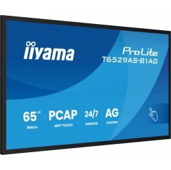 IIYAMA 65 cali T6529AS-B1AG VA 4K HDMIx2 USB-C RJ45 2x10W WiFi Android 14 Signal FailOver Whiteboard iiSignage2 (CMS) iiControl (DMS) iiS