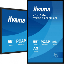 IIYAMA 55 cali T5529AS-B1AG VA 4K HDMIx2 USB-C RJ45 2x10W WiFi Android 14 Signal FailOver Whiteboard iiSignage2 (CMS) iiControl (DMS) iiS