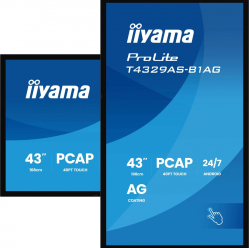 IIYAMA 43 cale T4329AS-B1AG VA 4K HDMIx2 USB-C RJ45 2x10W WiFi Android 14 Signal FailOver Whiteboard iiSignage (CMS) iiControl (DMS) iiS