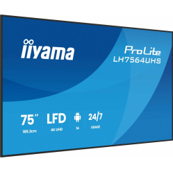 IIYAMA 75 cali LH7564UHS-B1AG 24/7 VA ANDROID14 4K 500cd 5000:1 2xHDMI USB-C RJ45 RS-232c IR 2x10W 2xUSB UCHWYT ŚCIENNY iiSignage2 WiFi Fa