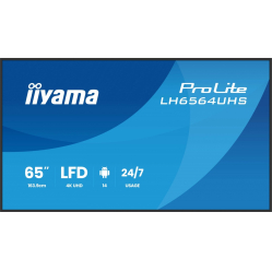 IIYAMA 65 cali LH6564UHS-B1AG 24/7 VA ANDROID14 4K 500cd 5000:1 2xHDMI USB-C RJ45 RS-232c IR 2x10W 2xUSB UCHWYT ŚCIENNY iiSignage2 WiFi Fa