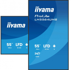 IIYAMA 55 cali LH5564UHS-B1AG 24/7 VA ANDROID14 4K 500cd 5000:1 2xHDMI USB-C RJ45 RS-232c IR 2x10W 2xUSB UCHWYT ŚCIENNY iiSignage2 WiFi Fa