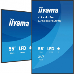 IIYAMA 55 cali LH5564UHS-B1AG 24/7 VA ANDROID14 4K 500cd 5000:1 2xHDMI USB-C RJ45 RS-232c IR 2x10W 2xUSB UCHWYT ŚCIENNY iiSignage2 WiFi Fa