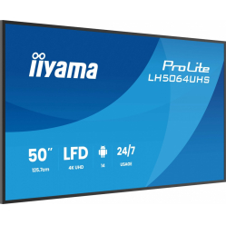 IIYAMA 50 cali LH5064UHS-B1AG 24/7 IPS ANDROID14 4K 500cd 1200:1 2xHDMI USB-C RJ45 RS-232c IR 2x10W 2xUSB UCHWYT ŚCIENNY iiSignage2 WiFi Fa
