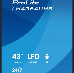 IIYAMA 43 cale LH4364UHS-B1AG 24/7 VA ANDROID14 4K 500cd 4000:1 2xHDMI USB-C RJ45 RS-232c IR 2x10W 2xUSB UCHWYT ŚCIENNY 