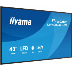 IIYAMA 43 cale LH4364UHS-B1AG 24/7 VA ANDROID14 4K 500cd 4000:1 2xHDMI USB-C RJ45 RS-232c IR 2x10W 2xUSB UCHWYT ŚCIENNY 
