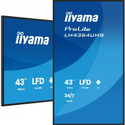 IIYAMA 43 cale LH4364UHS-B1AG 24/7 VA ANDROID14 4K 500cd 4000:1 2xHDMI USB-C RJ45 RS-232c IR 2x10W 2xUSB UCHWYT ŚCIENNY 