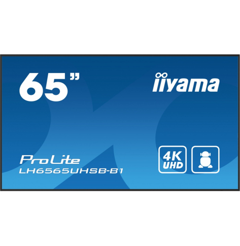 IIYAMA *IIYAMA 65'LH6565UHSB-B1 24/7 IPS ANDROID.11 4K 800cd iiSignage2 SDM 2x HDMI DP 2x USB 2x 10W RJ45 WiFi 4/32GB PION/POZIOM 400x400(vesa)