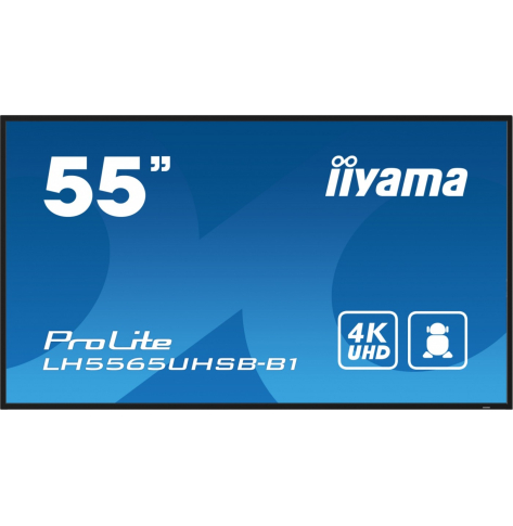 IIYAMA 55 cali LH5565UHSB-B1 24/7 IPS ANDROID 11 4K 800cd iiSignage2 SDM 2x HDMI DP 2x USB 2x 10W RJ45 WiFi 4/32GB PION/POZIOM 400x400(vesa)