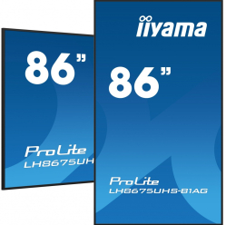 IIYAMA 85.6 calowy LH8675UHS-B1A 24/7 IPS ANDROID.11 4K 500cd/m2 WiFi 3xHDMI DP Daisy/Chain 2xUSB 2x10W RJ45 iiSignage2 FailOver SDM 4GB/32GB metal 