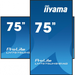 IIYAMA 75 cali LH7575UHS-B1AG 24/7 IPS ANDROID.11 4K 500cd/m2 WiFi 3xHDMI DP Daisy/Chain 2xUSB 2x10W RJ45 iiSignage2 FailOver SDM 4GB/32GB metal PIO