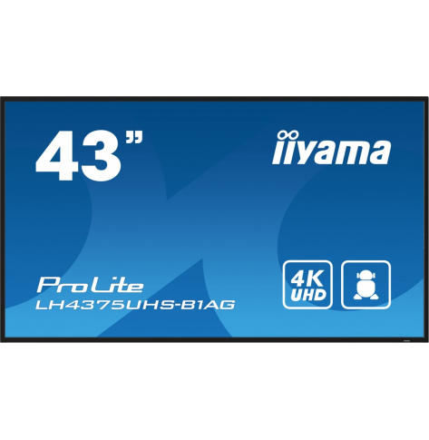 IIYAMA 42.5 cala ProLite LH4375UHS-B1AG 24/7 IPS ANDROID.11 4K 500cd/m2 WiFi 3xHDMI DP Daisy/Chain 2xUSB 2x10W RJ45 iiSignage2 FailOver SDM 4GB/32GB