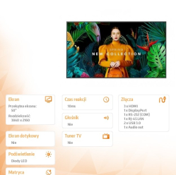 Samsung QH50C 50 cali Matowy 24h/7 700(cd/m2) 3840 x 2160 UHD S10 Player (Tizen 7) WiFi/BT 3 lata On-Site (LH50QHCEBGCXEN)