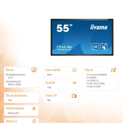 IIYAMA 55 cali T5562AS-B1 POJ.20PKT.24/7 VA 500cd ANDROID8.0