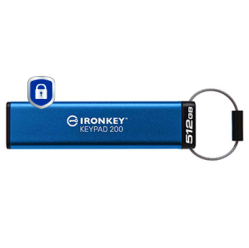Pendrive KINGSTON IKKP200/512GB 512GB USB-A 3.2 Gen 1 IronKey Keypad 200 FIPS 140-3 Lvl 3 Pending AES-256 Encrypted niebieski