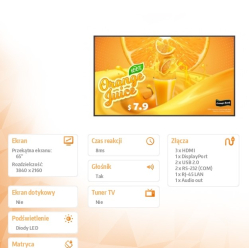 Monitor wielkoformatowy LG Electronics 65UH5Q-E 65 16:9 8ms 500cd/m2 UHD 24/7 