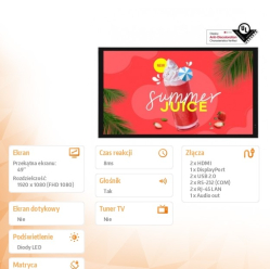 Monitor wielkoformatowy LG Electronics 49XE3P-B 49 16:9 8ms Outdoor 3500nit 24/7 