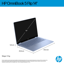 Laptop HP OmniBook 5 Flip 14-fp0004nw Core 5 120U 142K Touch IPS 16GB LP512GB 1080p 68Wh Win11 Blue Sky 2Y