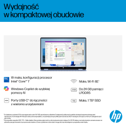 Laptop HP OmniBook 5 Flip 14-fp0004nw Core 5 120U 142K Touch IPS 16GB LP512GB 1080p 68Wh Win11 Blue Sky 2Y