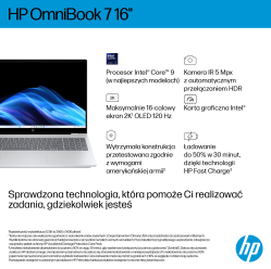 Laptop HP OmniBook 7 16-az0222nw Core 5 210H 162K AG 16GB 512GB 5 Mpx IR 70Wh Win11 Glacial Silver 2Y