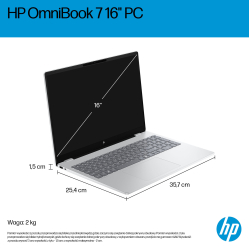 Laptop HP OmniBook 7 16-az0222nw Core 5 210H 162K AG 16GB 512GB 5 Mpx IR 70Wh Win11 Glacial Silver 2Y