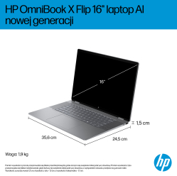 Laptop HP OmniBook X Flip 16-ar0016nw 16 2K Touch OLED IPS Ryzen AI 5 340 16GB 1TB Radeon 840M 68Wh Win11 Meteor Silver 2Y
