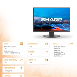 Sharp Monitor biznesowy MultiSync DD-EA241W 24 cale Czarny 