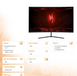 Acer Monitor 31.5 cala Nitro ED320QUS3bmiipx