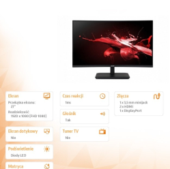 Acer Monitor 27 cali Nitro ED270R S3 BMIIPX CURVED/180Hz/1ms