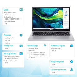 Acer Aspire Go AG15-71P-71KY I7-13620H 15,6 FHD 16GB 512GBNoOS Silver 