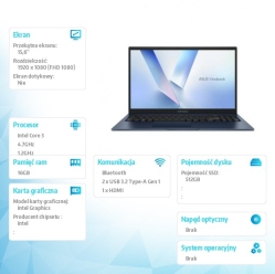 Asus Vivobook 15 X1504VA-BQ4279 Core 3 100U 16GB 512GB nOS