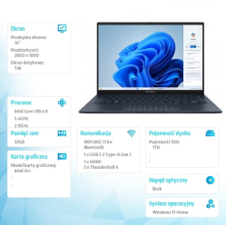 Asus Zenbook 14 UX3405CA-SU855W u9 285H 32GB 1TB Win11Home