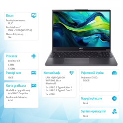 Acer Aspire Go 15 AG15-51P-55DE i5-1334U 15.3 cala WUXGA, 16GB, 512GB SSD, NoOS