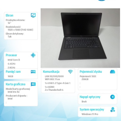 Dell poleasingowy DELL Latitude 7420 Core i5-1145G7 (11-gen.) 2.6GHz   16 GB   256GB SSD   14 cali FullHD dotykowy   WIN11 Pro   BOX