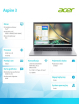 Acer Aspire 3 i5-1235U 15.6 cala FHD 16GB DDR4 512GB SSD NoOS Srebrny