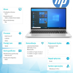 HP Inc. poleasingowy ProBook 650 G8 Core i7-1185G7 (11-gen.) 3.0GHz   16 GB   240 GB SSD   15.6" FullHD   WIN 11 Prof.