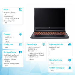 Acer Nitro V 16 AI ANV16-42-R70Z ESHELL R5 240 16GB 512SSD RTX3050 16.0