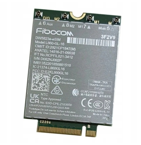 DELL 4G Qualcomm Snapdragon X12 Global LTE-Advanced DW5825e eSIM