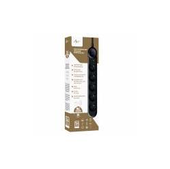 ART Urządzenie zabezpieczenie przeciw przepięciowe SPD/przeciążeniowe F2110 z wyłącznikiem 5gniazd-16A-czarny-3m-3x1,5mm2 