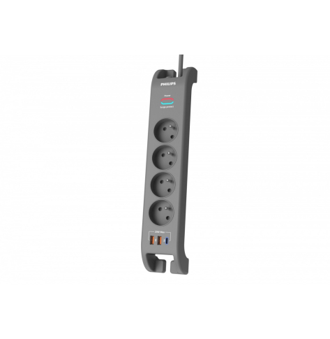 Listwa zasilająca Philips antyprzepięciowa 2m, 4 gniazda, 1xUSB-C, 2xUSB-A,PD 20W / QC 18W, 2400 J ochrony przeciwprzepięciowej
