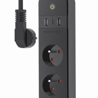 Listwa zasilająca Gembird Inteligentna Tuya 4xFR 2xUSB-A 1xUSB-C Czarna 
