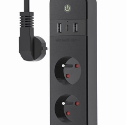 Listwa zasilająca Gembird Inteligentna Tuya 4xFR 2xUSB-A 1xUSB-C Czarna 